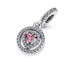 Load image into Gallery viewer, Sparkling Double Halo Heart Dangle Charm