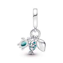 Load image into Gallery viewer, Fish, Sea Turtle & Conch Triple Dangle Charm