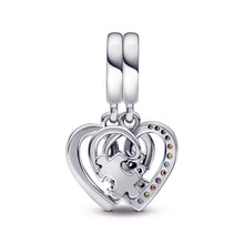 Load image into Gallery viewer, Puzzle Piece Hearts Splittable Friendship Dangle Charm