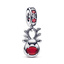 Load image into Gallery viewer, Red Nose Reindeer Murano Dangle Charm