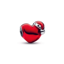 Load image into Gallery viewer, Metallic Red Christmas Heart Charm