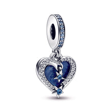 Load image into Gallery viewer, Celestial Shooting Star Heart Double Dangle Charm