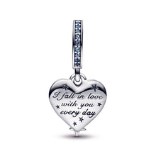 Load image into Gallery viewer, Celestial Shooting Star Heart Double Dangle Charm