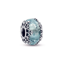 Load image into Gallery viewer, Winter Blue Snowflake Murano Charm