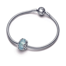 Load image into Gallery viewer, Winter Blue Snowflake Murano Charm