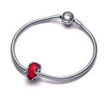 Load image into Gallery viewer, Frosted Red Murano Glass & Hearts Charm