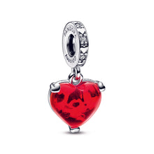 Load image into Gallery viewer, Disney Mickey & Minnie Mouse Kiss Red Murano Glass Dangle Charm