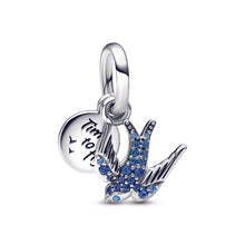Load image into Gallery viewer, Sparkling Swallow & Quote Double Dangle Charm
