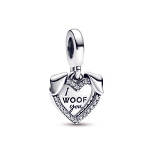 Load image into Gallery viewer, Heart & Dog Double Dangle Charm