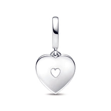 Load image into Gallery viewer, Pearlescent White Heart Double Dangle Charm