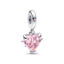 Load image into Gallery viewer, Pink Family Tree & Heart Dangle Charm