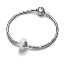 Load image into Gallery viewer, Glittery White Murano Glass Mum & Love Charm