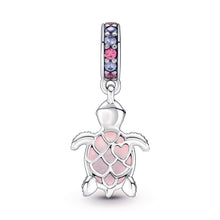 Load image into Gallery viewer, Murano Glass Pink Sea Turtle Dangle Charm