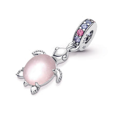 Load image into Gallery viewer, Murano Glass Pink Sea Turtle Dangle Charm