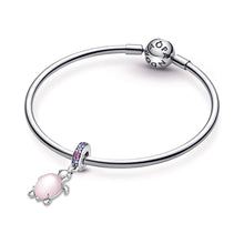 Load image into Gallery viewer, Murano Glass Pink Sea Turtle Dangle Charm