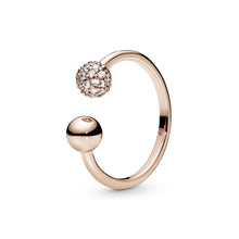 Load image into Gallery viewer, Polished & Pavé Bead Open Ring