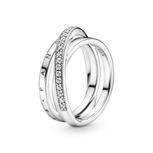 Load image into Gallery viewer, Crossover Pavé Triple Band Ring