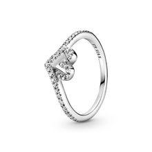 Load image into Gallery viewer, Sparkling Wishbone Heart Ring