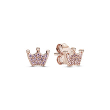 Load image into Gallery viewer, Pink Crown Stud Earrings