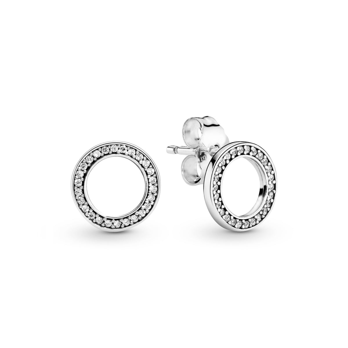 Sterling Silver Cheap Pandora Earrings Sparkling Circle Stud Earrings