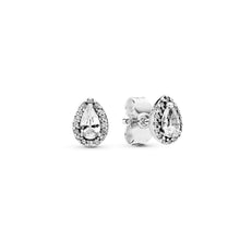 Load image into Gallery viewer, Sparkling Teardrop Halo Stud Earrings