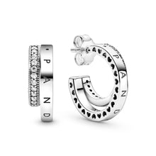 Load image into Gallery viewer, Pavé Double Hoop Earrings
