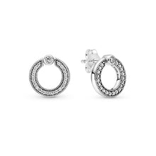 Load image into Gallery viewer, Pavé & Logo Circle Reversible Stud Earrings