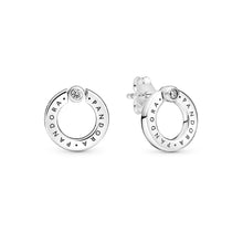 Load image into Gallery viewer, Pavé & Logo Circle Reversible Stud Earrings