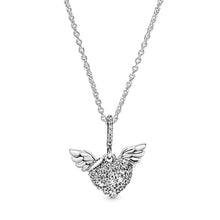 Load image into Gallery viewer, Pavé Heart & Angel Wings Necklace