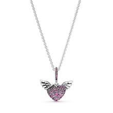 Load image into Gallery viewer, Pavé Heart & Angel Wings Necklace