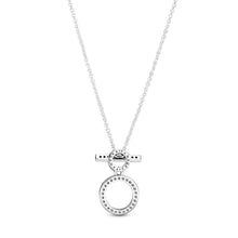 Load image into Gallery viewer, Double Hoop T-bar Necklace