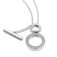 Load image into Gallery viewer, Double Hoop T-bar Necklace