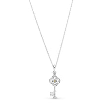 Load image into Gallery viewer, Two-tone Key & Flower Necklace