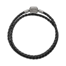 Load image into Gallery viewer, Pandora Moments Star Wars™ Clasp Double Black Leather Bracelet