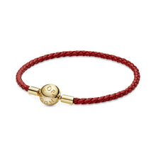 Load image into Gallery viewer, Pandora Moments Red Woven Leather Bracelet
