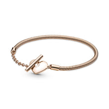 Load image into Gallery viewer, Pandora Moments Heart T-Bar Snake Chain Bracelet