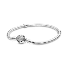 Load image into Gallery viewer, Pandora Moments Sparkling Heart Clasp Snake Chain Bracelet