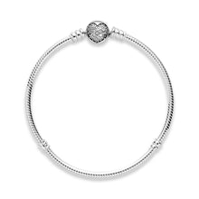 Load image into Gallery viewer, Pandora Moments Sparkling Heart Clasp Snake Chain Bracelet
