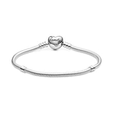 Load image into Gallery viewer, Pandora Moments Family Tree Heart Clasp Snake Chain Bracelet