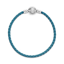 Load image into Gallery viewer, Pandora Moments Seashell Clasp Turquoise Braided Leather Bracelet