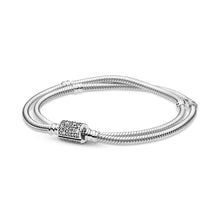 Load image into Gallery viewer, Pandora Moments Double Wrap Barrel Clasp Snake Chain Bracelet
