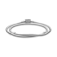 Load image into Gallery viewer, Pandora Moments Double Wrap Barrel Clasp Snake Chain Bracelet