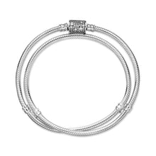 Load image into Gallery viewer, Pandora Moments Double Wrap Barrel Clasp Snake Chain Bracelet