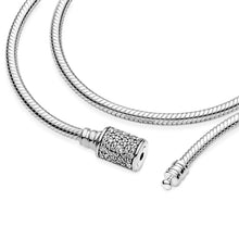 Load image into Gallery viewer, Pandora Moments Double Wrap Barrel Clasp Snake Chain Bracelet