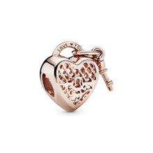 Load image into Gallery viewer, Love You Heart Padlock Charm