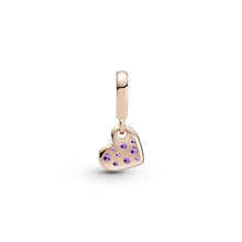Load image into Gallery viewer, Royal Purple Pavé Tilted Heart Dangle Charm