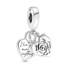 Load image into Gallery viewer, Rose Heart Padlock Dangle Charm