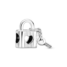 Load image into Gallery viewer, Padlock & Heart Key Charm