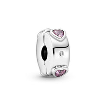 Load image into Gallery viewer, Sparkling Pink Hearts Clip Charm