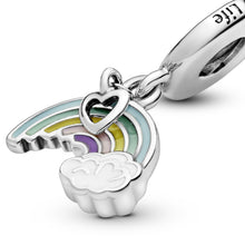 Load image into Gallery viewer, Rainbow & Cloud Dangle Charm